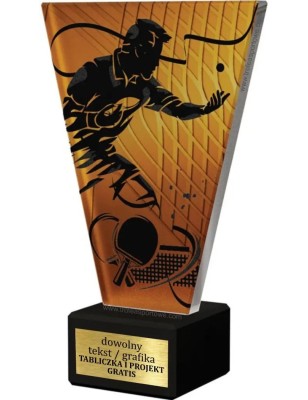 Szklana Statuetka tenis stołowy z Grawerem | Nowoczesne Trofeum Sportowe i Biznesowe