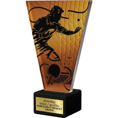 Szklana Statuetka tenis stołowy z Grawerem | Nowoczesne Trofeum Sportowe i Biznesowe