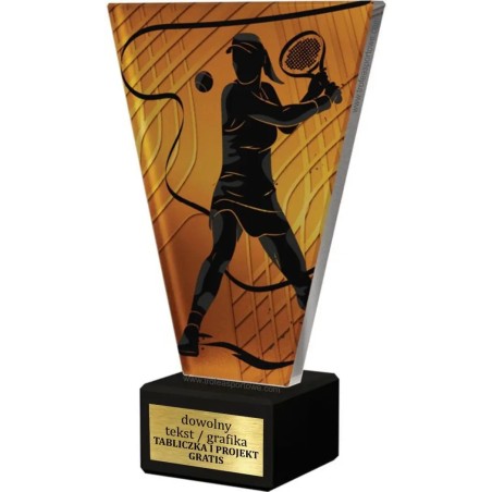 Szklana Statuetka tenis ziemny kobiet z Grawerem | Nowoczesne Trofeum Sportowe