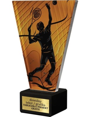 Szklana Statuetka tenis ziemny z Grawerem | Nowoczesne Trofeum Sportowe