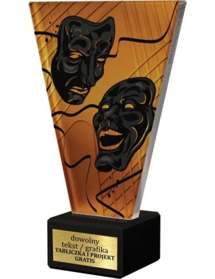 Szklana Statuetka teatr sztuka z Grawerem | Nowoczesne Trofeum Sportowe i Biznesowe