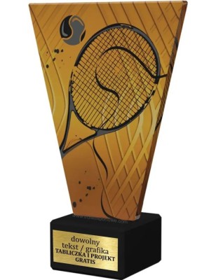Szklana Statuetka tenis ziemny Rakieta z Grawerem | Nowoczesne Trofeum Sportowe