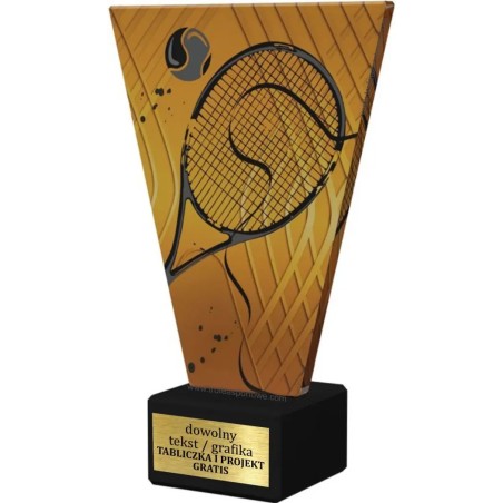 Szklana Statuetka tenis ziemny Rakieta z Grawerem | Nowoczesne Trofeum Sportowe