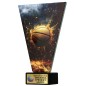 Szklana statuetka koszykówka czarno-złota – eleganckie trofeum sportowe z tabliczką w cenie