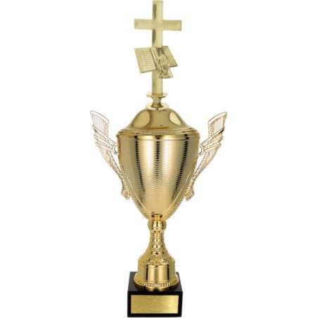 złoty Puchar z figurką religia - trofeum do twojej dyscypliny
