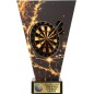Szklana statuetka dart czarno-złota – eleganckie trofeum sportowe z tabliczką w cenie