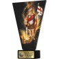 Szklana statuetka straż pożarna czarno-złota – eleganckie trofeum św. Florian z tabliczką w cenie