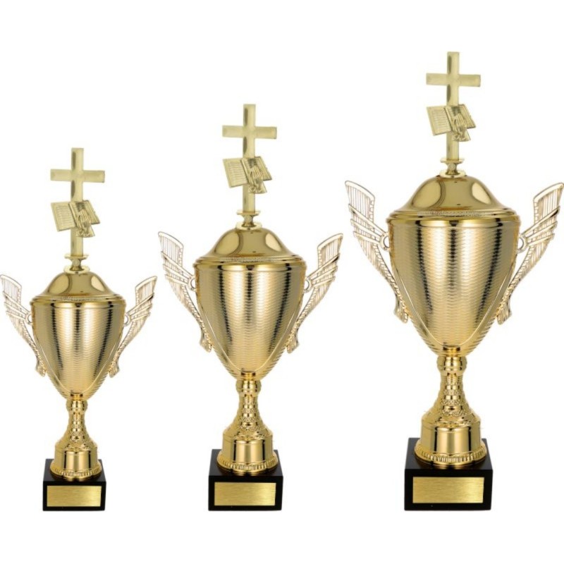 Zestaw pucharów NT733 z figurką krzyż religia 52-46-41 cm