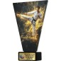 Szklana statuetka karate czarno-złota – eleganckie trofeum sportowe z tabliczką w cenie