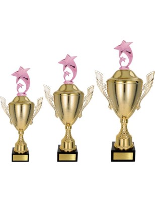 Złoty zestaw Pucharów z figurką uniwersalne - komplet trzech sztuk