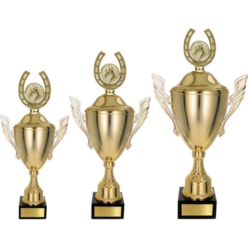 Zestaw pucharów NT733 z figurką podkowa jeździectwo 45-39-34 cm