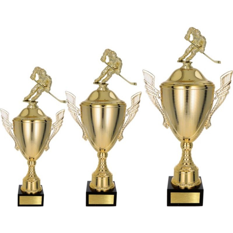 Zestaw pucharów NT733 z figurką hokeista hokej 45-39-34 cm