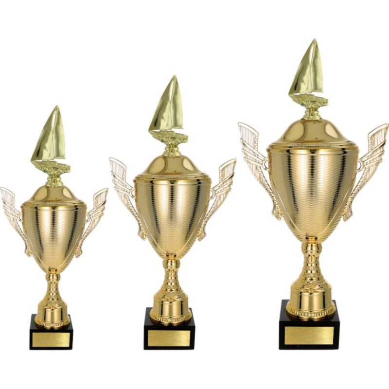 Zestaw pucharów NT733 z figurką żeglarz żeglarstwo 51-45-40 cm