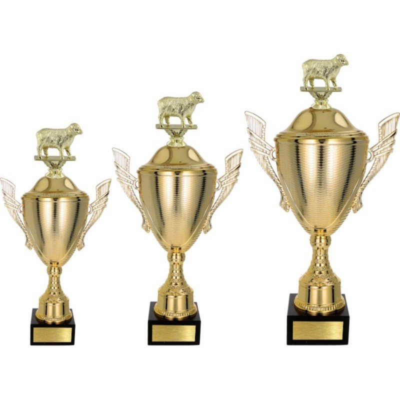 Komplet pucharów NT733 z figurką owca hodowla zwierząt 45-39-34 cm