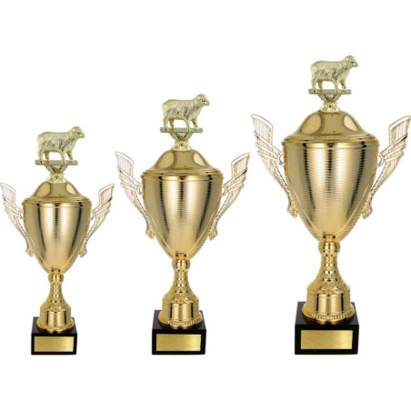 Złoty zestaw Pucharów z figurką hodowla zwierząt - komplet trzech sztuk
