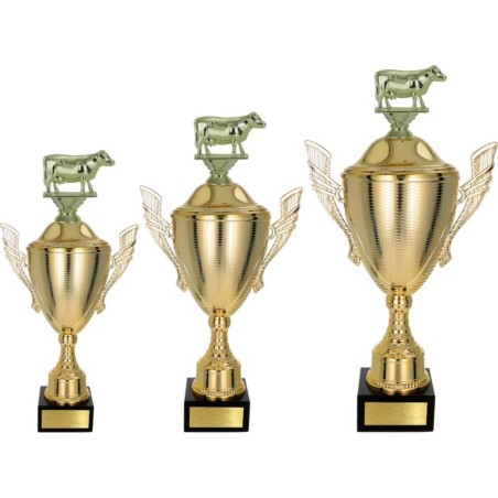 Złoty zestaw Pucharów z figurką hodowla zwierząt - komplet trzech sztuk