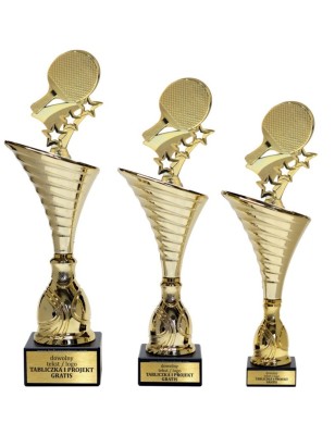 Złoty zestaw 3 pucharów z figurką tenis stołowy - Seria NT1000 do ponad 100 dyscyplin