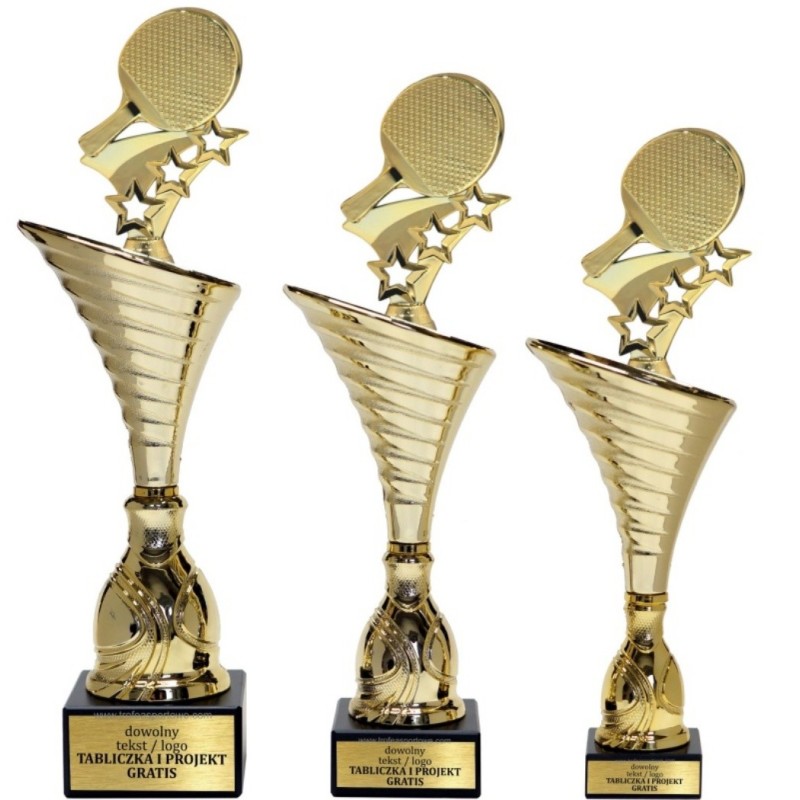 Komplet pucharów NT1000 z figurką paletka tenis stołowy 32-29-28 cm