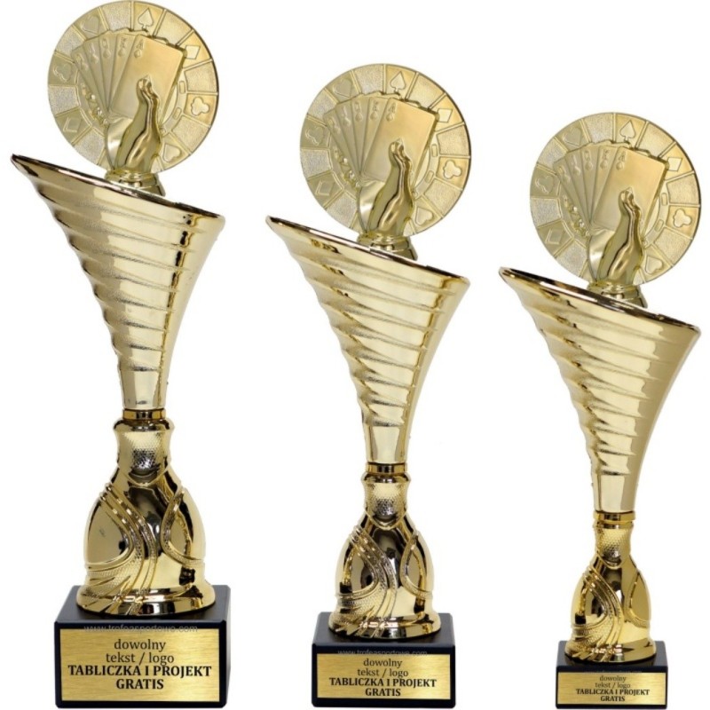 Komplet pucharów NT1000 z figurką karty gry karciane 30-27-26 cm