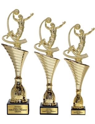 Złoty zestaw 3 pucharów z figurką koszykówka - Seria NT1000 do ponad 100 dyscyplin