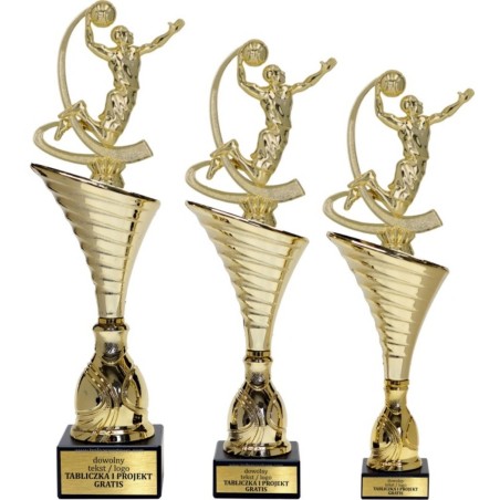 Złoty zestaw 3 pucharów z figurką koszykówka - Seria NT1000 do ponad 100 dyscyplin