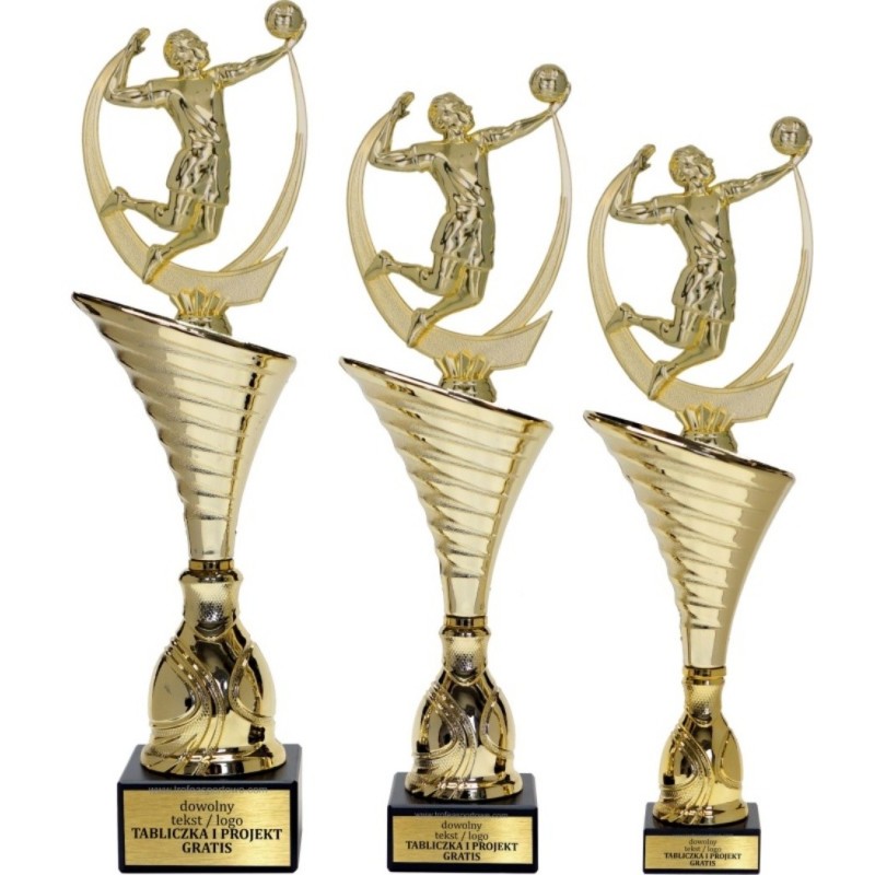 Komplet pucharów NT1000 z figurką siatkarz siatkówka 34-31-30 cm