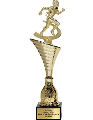 Złoty puchar z figurką biegi - NT1000 puchar tematyczny z dyscypliną