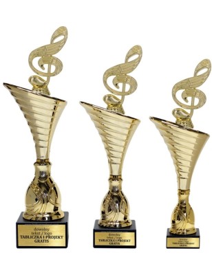 Złoty zestaw 3 pucharów z figurką muzyka - Seria NT1000 do ponad 100 dyscyplin