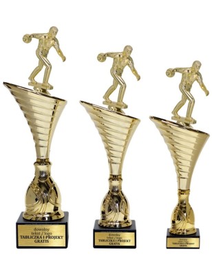 Złoty zestaw 3 pucharów z figurką kręgle - Seria NT1000 do ponad 100 dyscyplin