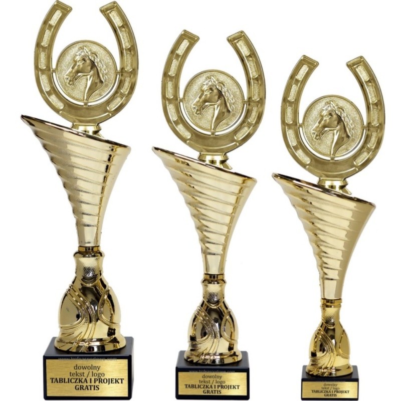 Zestaw pucharów NT1000 z figurką podkowa jeździectwo 33-30-29 cm