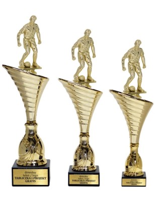Złoty zestaw 3 pucharów z figurką piłka nożna - Seria NT1000 do ponad 100 dyscyplin