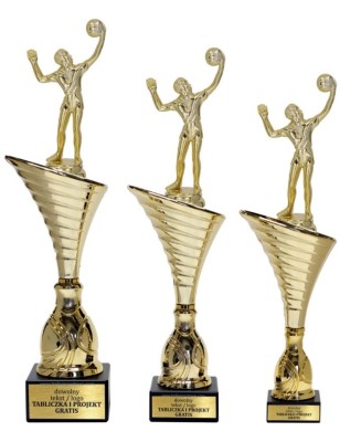 Złoty zestaw 3 pucharów z figurką siatkówka  - Seria NT1000 do ponad 100 dyscyplin