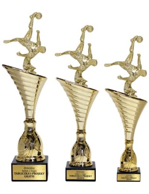 Złoty zestaw 3 pucharów z figurką piłka nożna - Seria NT1000 do ponad 100 dyscyplin