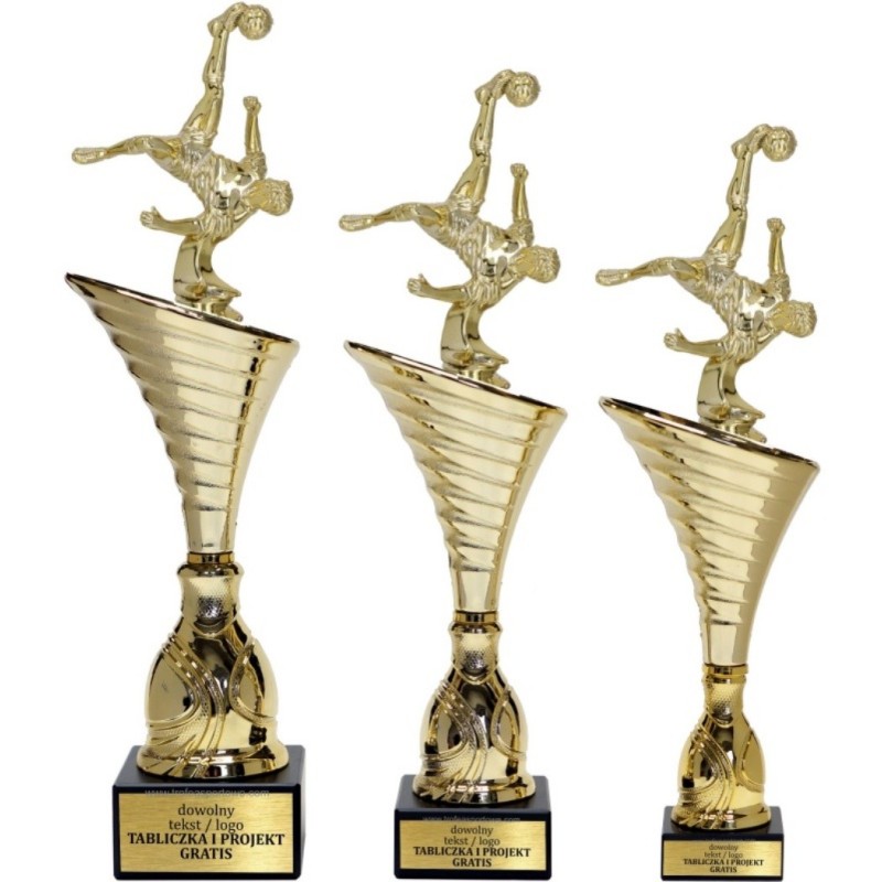 Zestaw pucharów NT1000 z figurką piłkarz piłka nożna 34-31-30 cm