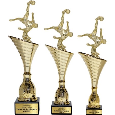 Złoty zestaw 3 pucharów z figurką piłka nożna - Seria NT1000 do ponad 100 dyscyplin