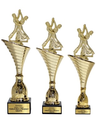 Złoty zestaw 3 pucharów z figurką taniec towarzyski - Seria NT1000 do ponad 100 dyscyplin