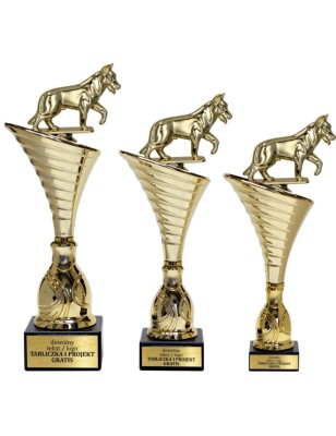 Złoty zestaw 3 pucharów z figurką kynologia  - Seria NT1000 do ponad 100 dyscyplin