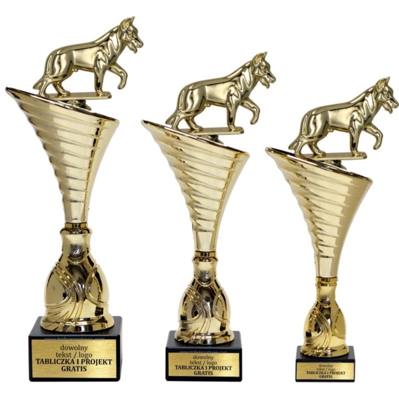 Zestaw pucharów NT1000 z figurką pies kynologia 30-27-26 cm