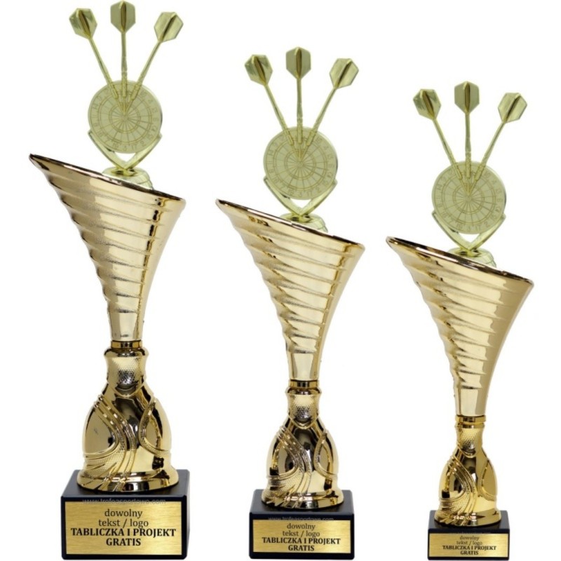 Komplet pucharów NT1000 z figurką rzutki dart 33-30-29 cm