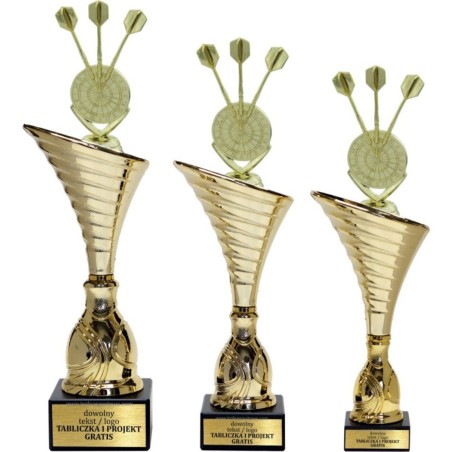 Złoty zestaw 3 pucharów z figurką dart - Seria NT1000 do ponad 100 dyscyplin