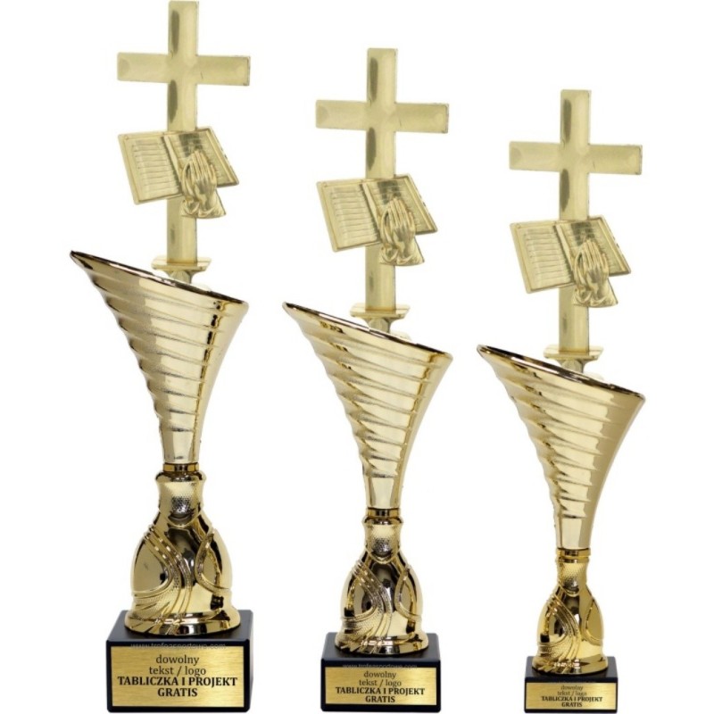 Zestaw pucharów NT1000 z figurką krzyż religia 37-34-33 cm