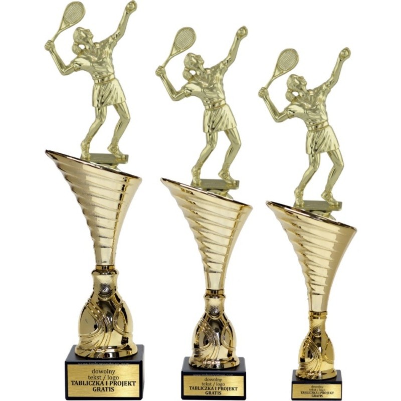 Komplet pucharów NT1000 z figurką tenisistka tenis ziemny 37-34-33 cm