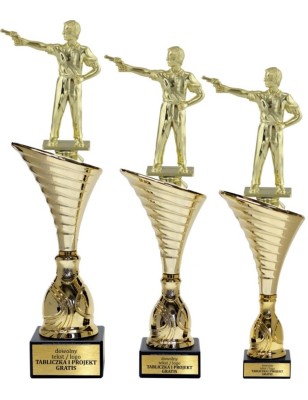 Złoty zestaw 3 pucharów z figurką strzelectwo - Seria NT1000 do ponad 100 dyscyplin