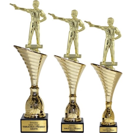 Złoty zestaw 3 pucharów z figurką strzelectwo - Seria NT1000 do ponad 100 dyscyplin