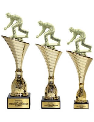 Złoty zestaw 3 pucharów z figurką petanque - Seria NT1000 do ponad 100 dyscyplin