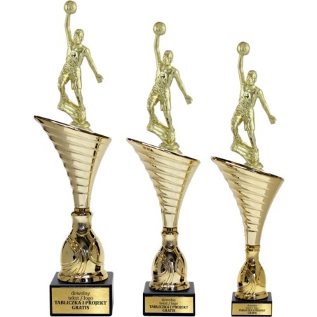 Złoty zestaw 3 pucharów z figurką koszykówka - Seria NT1000 do ponad 100 dyscyplin