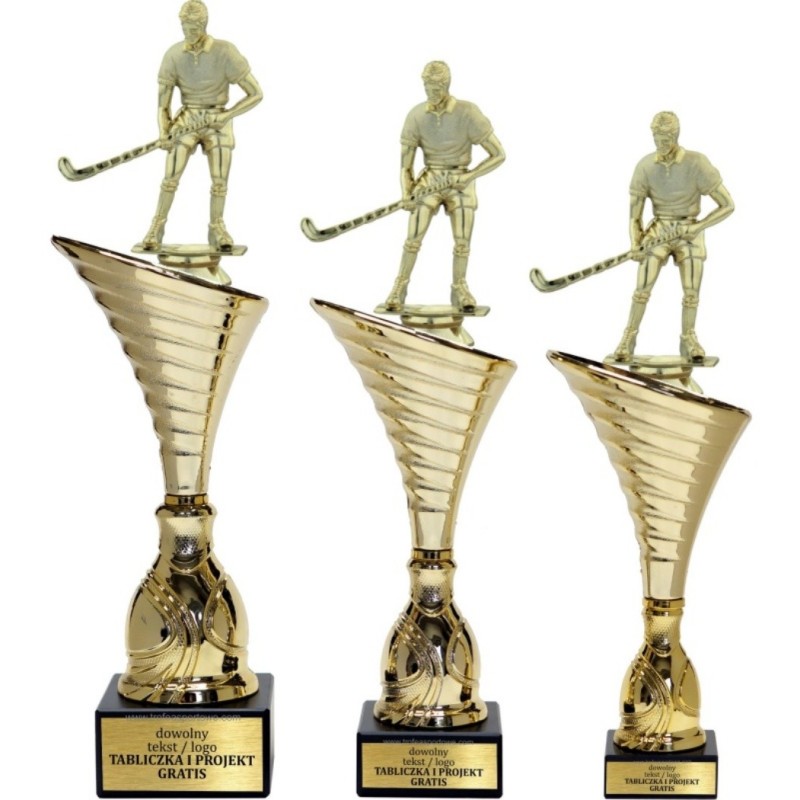 Zestaw pucharów NT1000 z figurką unihokej 32-29-28 cm