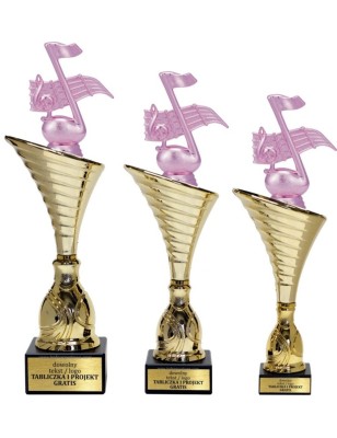 Złoty zestaw 3 pucharów z figurką muzyka - Seria NT1000 do ponad 100 dyscyplin