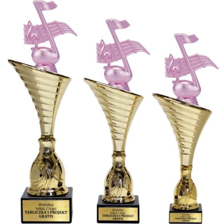 Złoty zestaw 3 pucharów z figurką muzyka - Seria NT1000 do ponad 100 dyscyplin