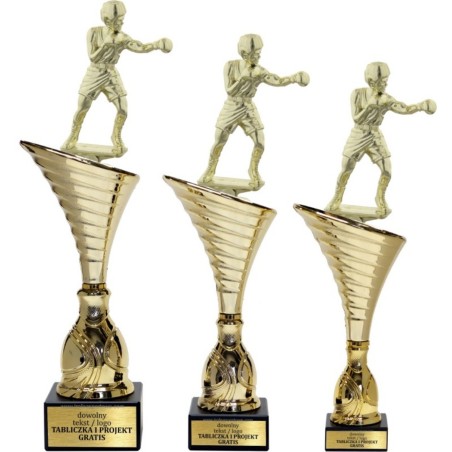 Złoty zestaw 3 pucharów z figurką boks- Seria NT1000 do ponad 100 dyscyplin